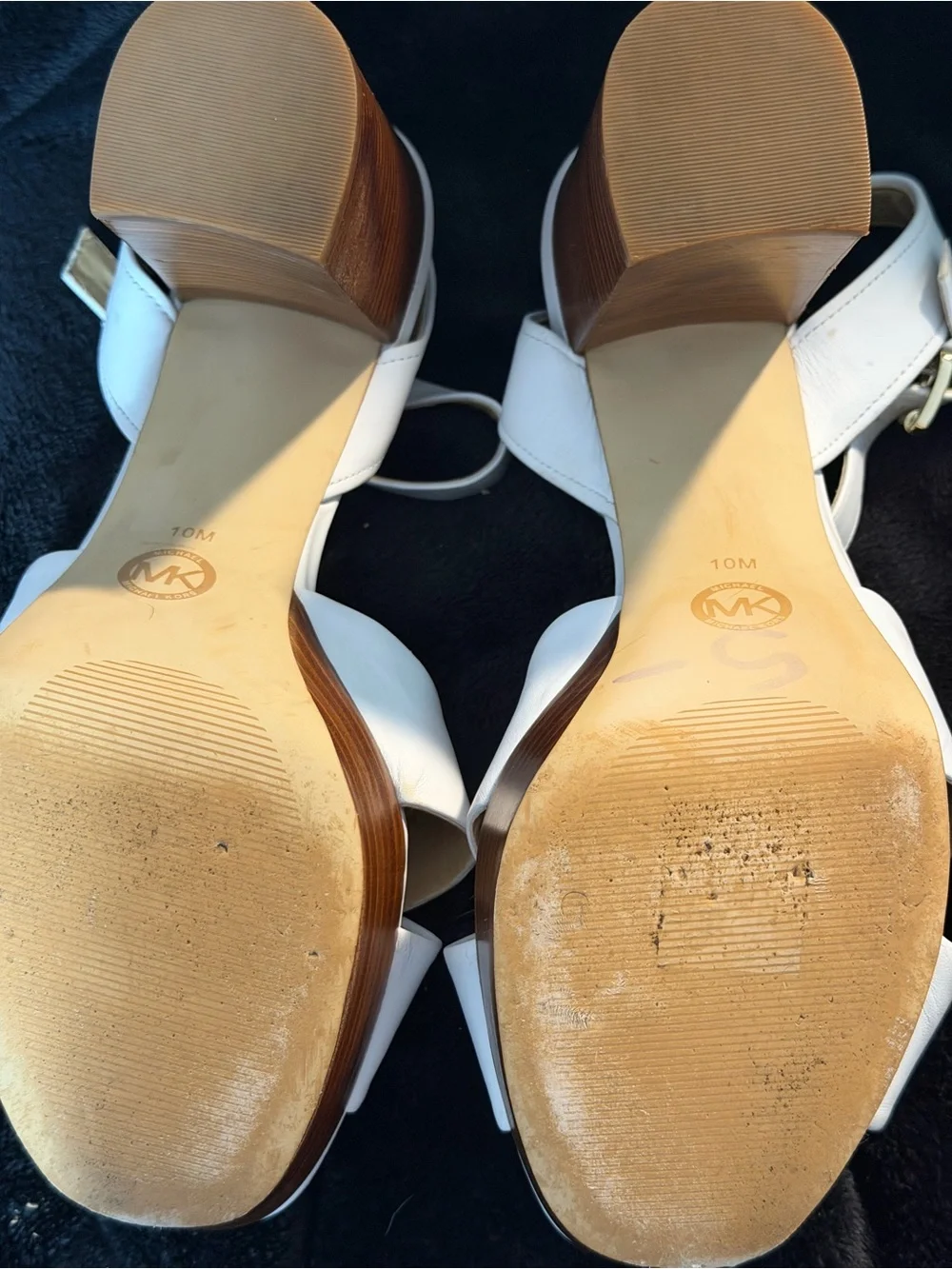 Michael Kors White Leather Cross-Strap Platform Sandals-size 10-Good Cond.